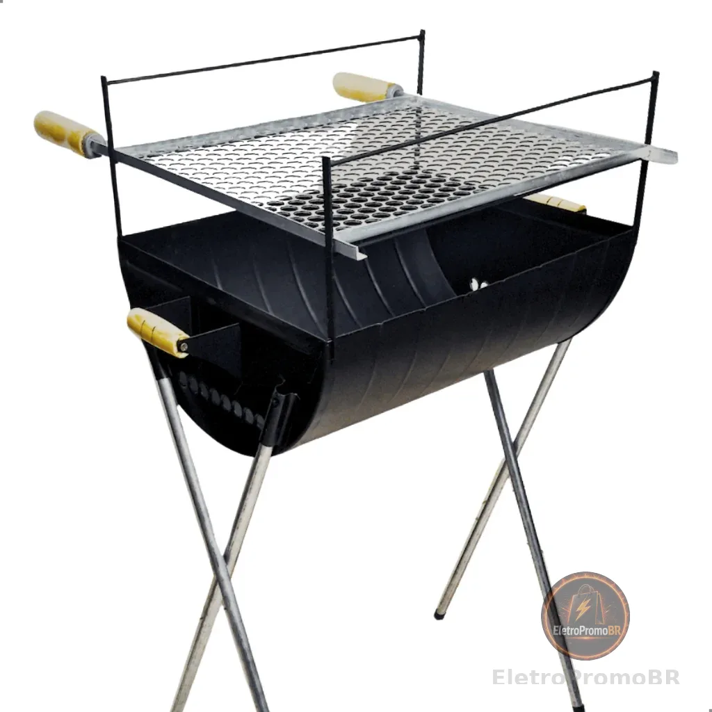 QUEIMA DE ESTOQUE! Churrasqueira a Carvão 96cm Com Grelha Inclusa em Aço Reforçado Espetinho Grande