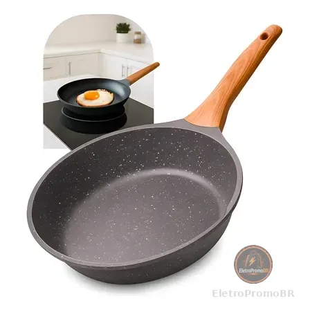 Panela Frigideira Antiaderente Cerâmica Dinda Home Indução Gás Elétrico Linha Premium Cinza