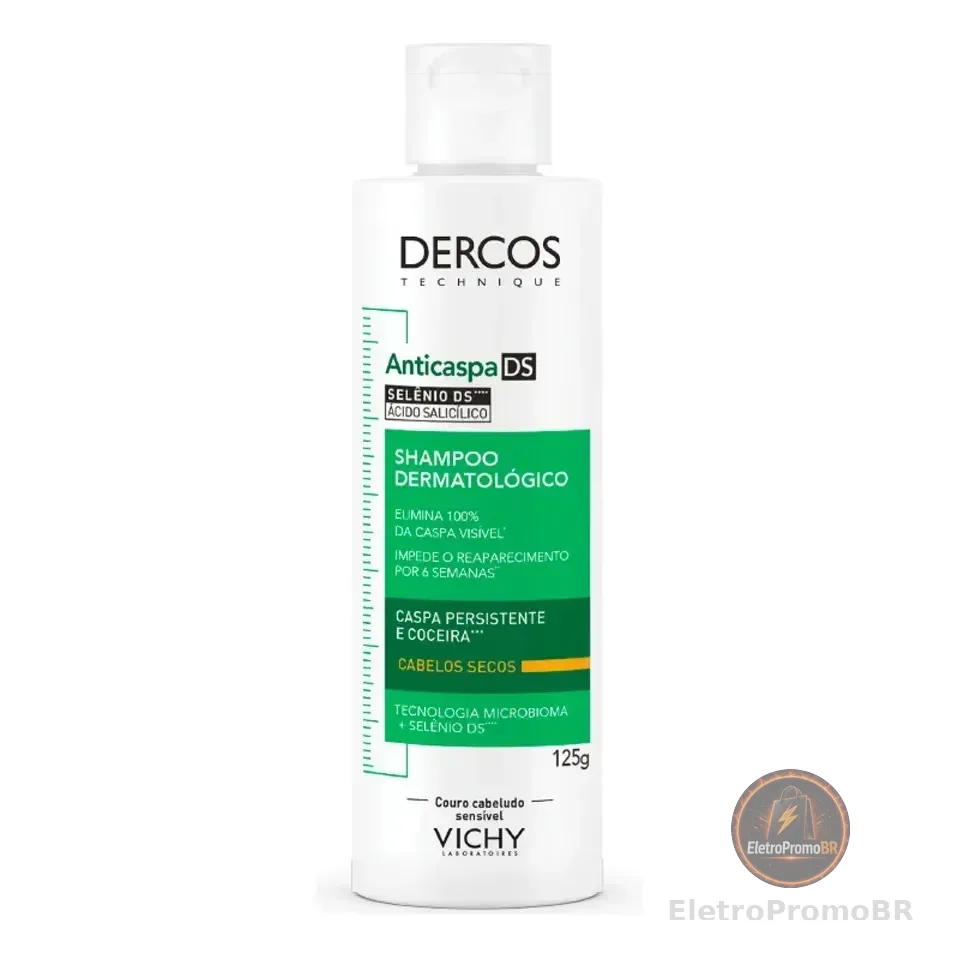 Shampoo Anticaspa Intensivo Para Cabelos Secos Dercos Vichy 125g