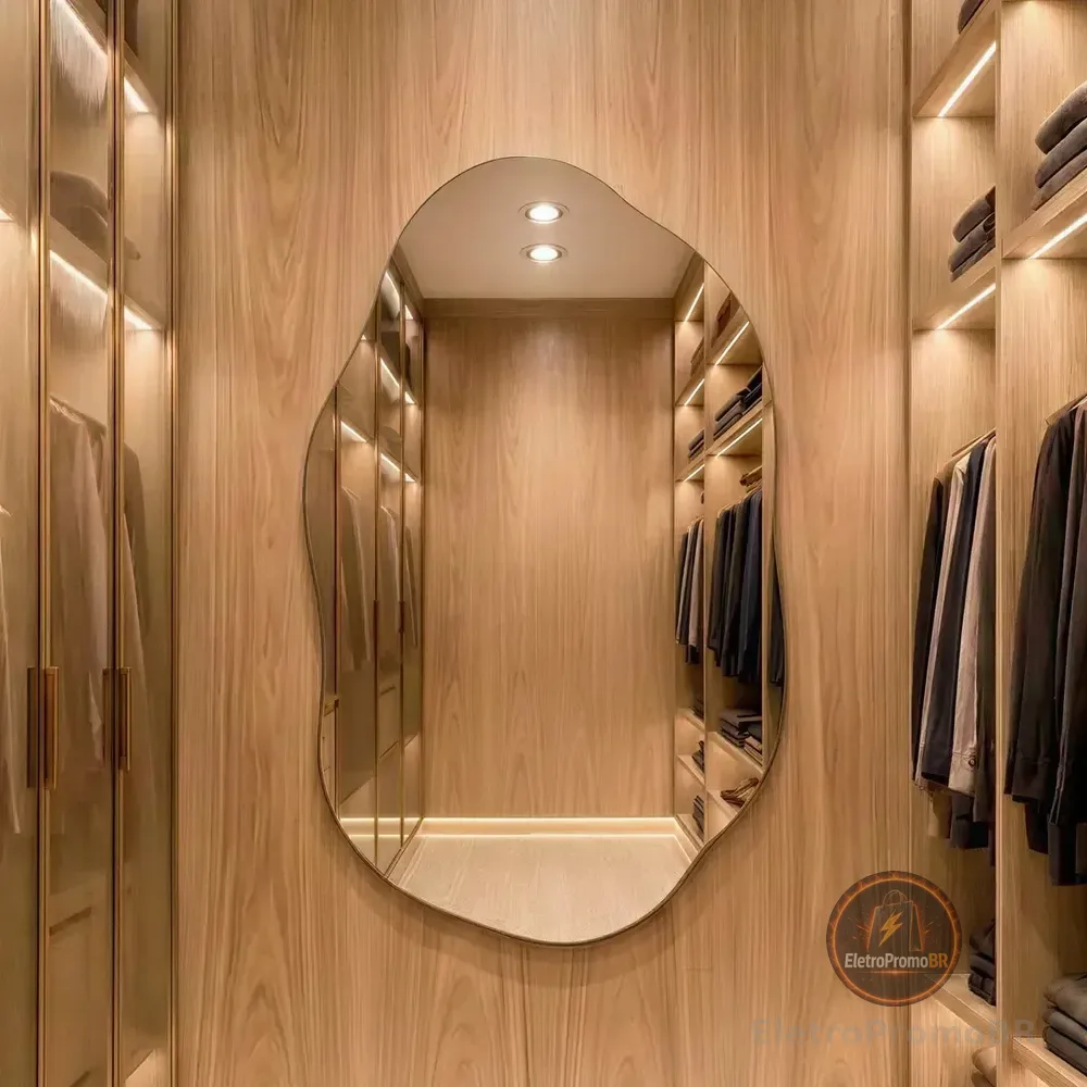 Espelho Vildrex Roma 70x50cm Design Moderno Lapidado Luxo Suporte