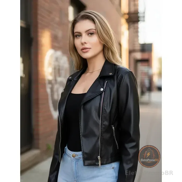 Jaqueta Feminina Couro Casaco Blusa Moda Outono Inverno