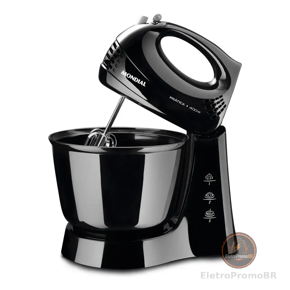 Batedeira Prática Mondial 400w - B-44-b Preto 127v