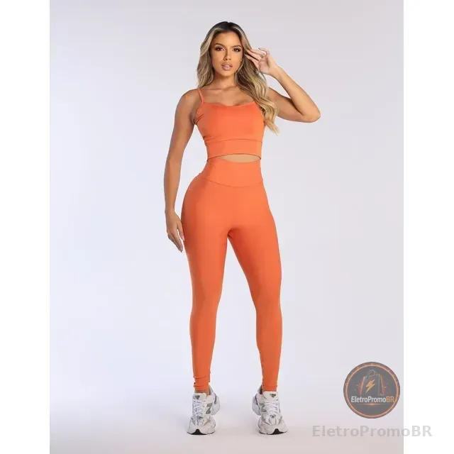 Conjunto Legging E Top Fitness Cintura Alta Roupa Academia
