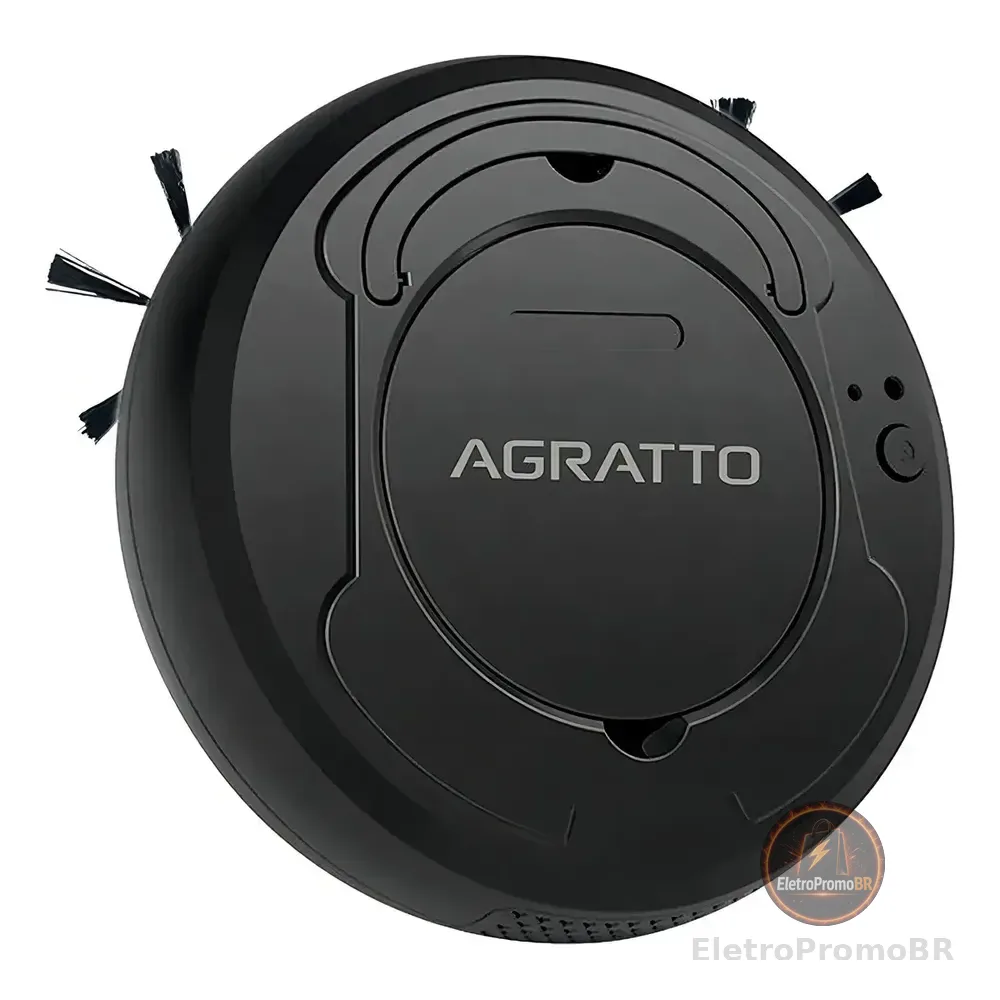 Aspirador De Pó Robô 3 Em 1 Varre Aspira Limpa Praticci Preto Bivolt Agratto Aar01i-04 5v