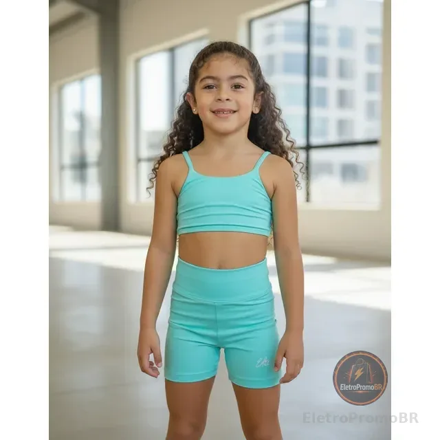 Roupa De Treino Infantil Short E Top De Lycra