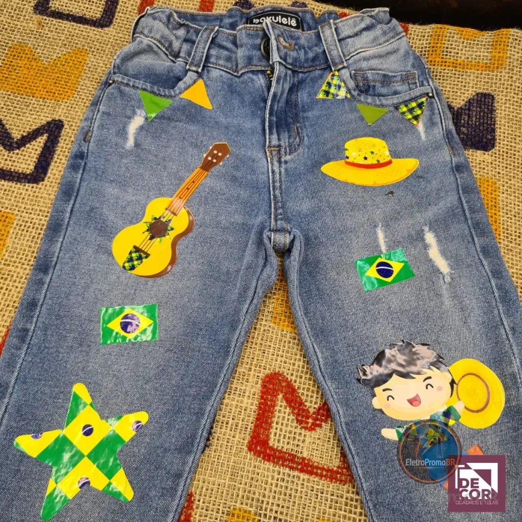 Kit Adesivo Festa Junina Infantil Para Roupa Vinil Impermeável Premium