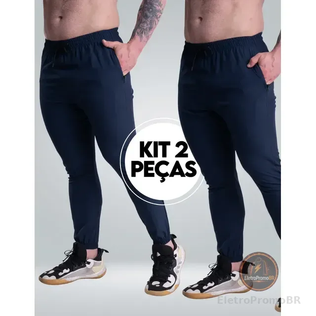 Kit 2 Calças Jogger Masculina Dinamic Treino Punho Elastico