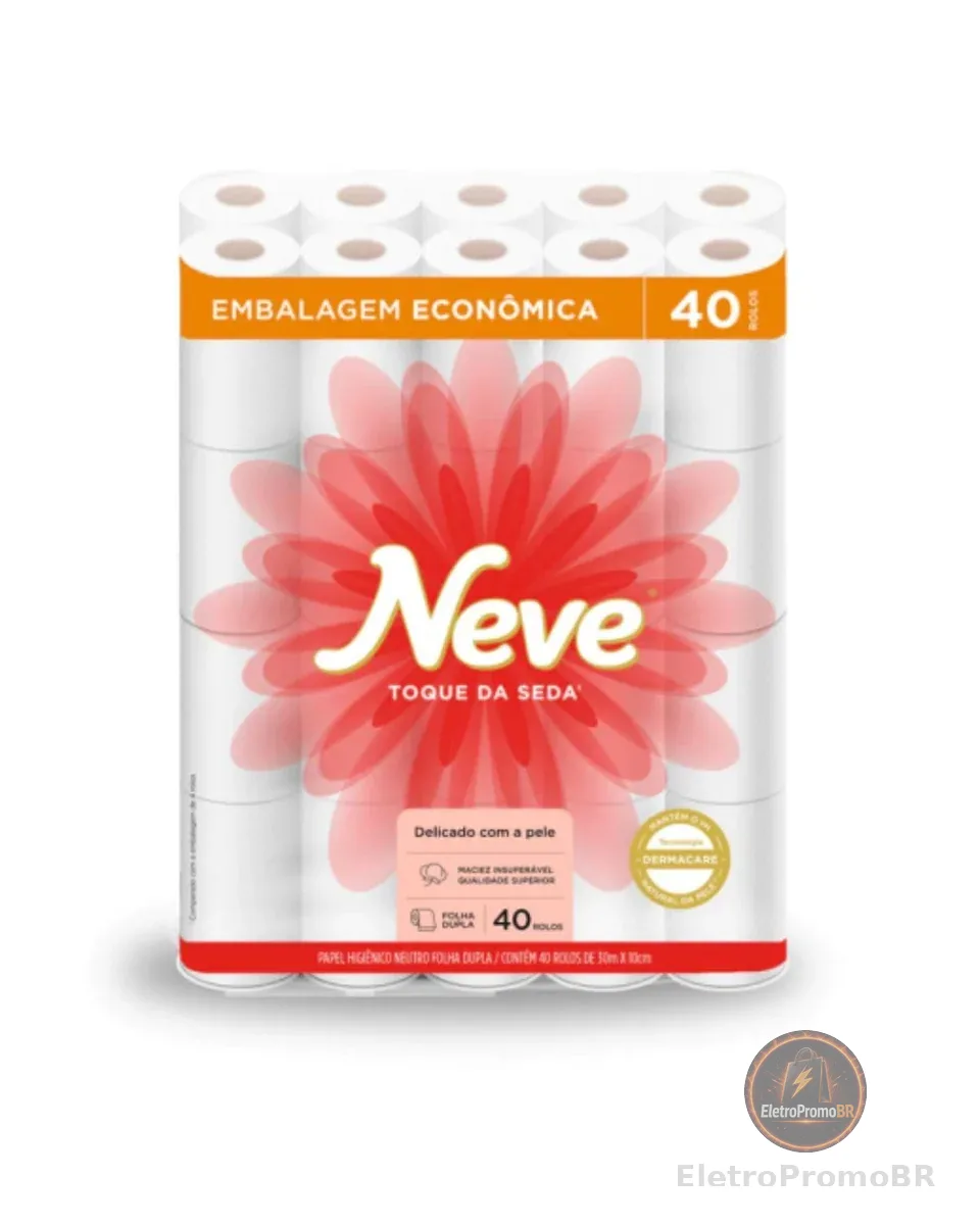 Papel Higiênico Neve Toque de Seda Folha Dupla 40 rolos 30M
