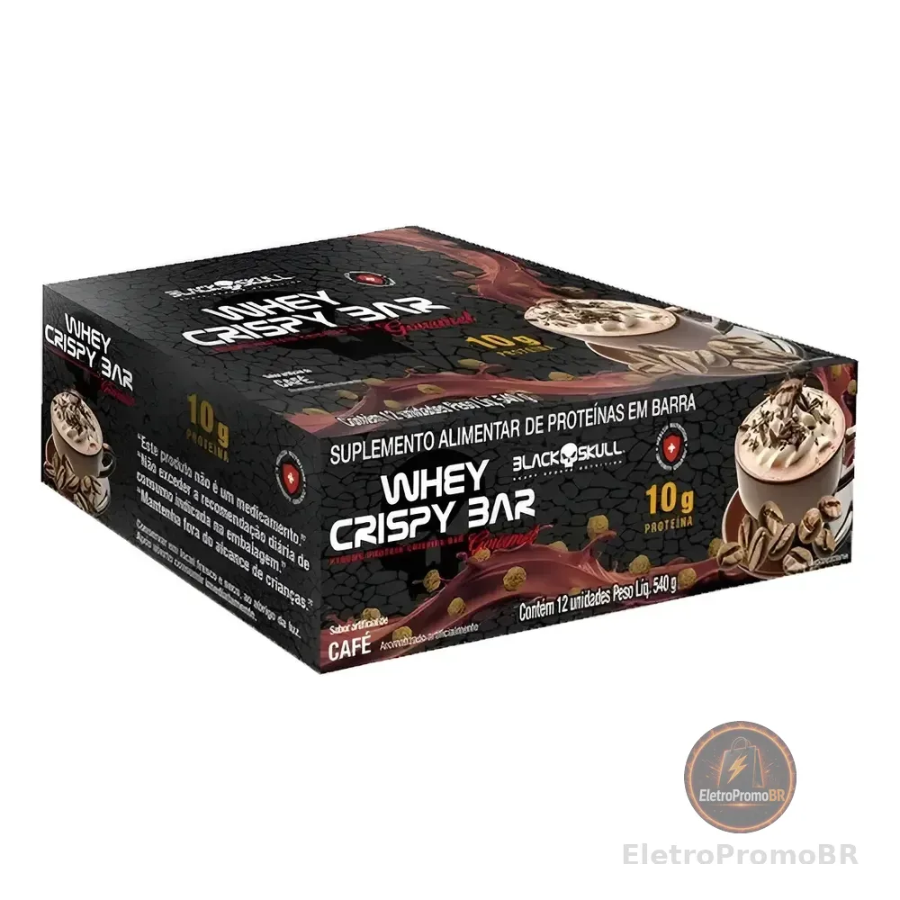 Whey Bar Crispy Cx C/ 12 Unid. 45g - Black Skull Sabor Café