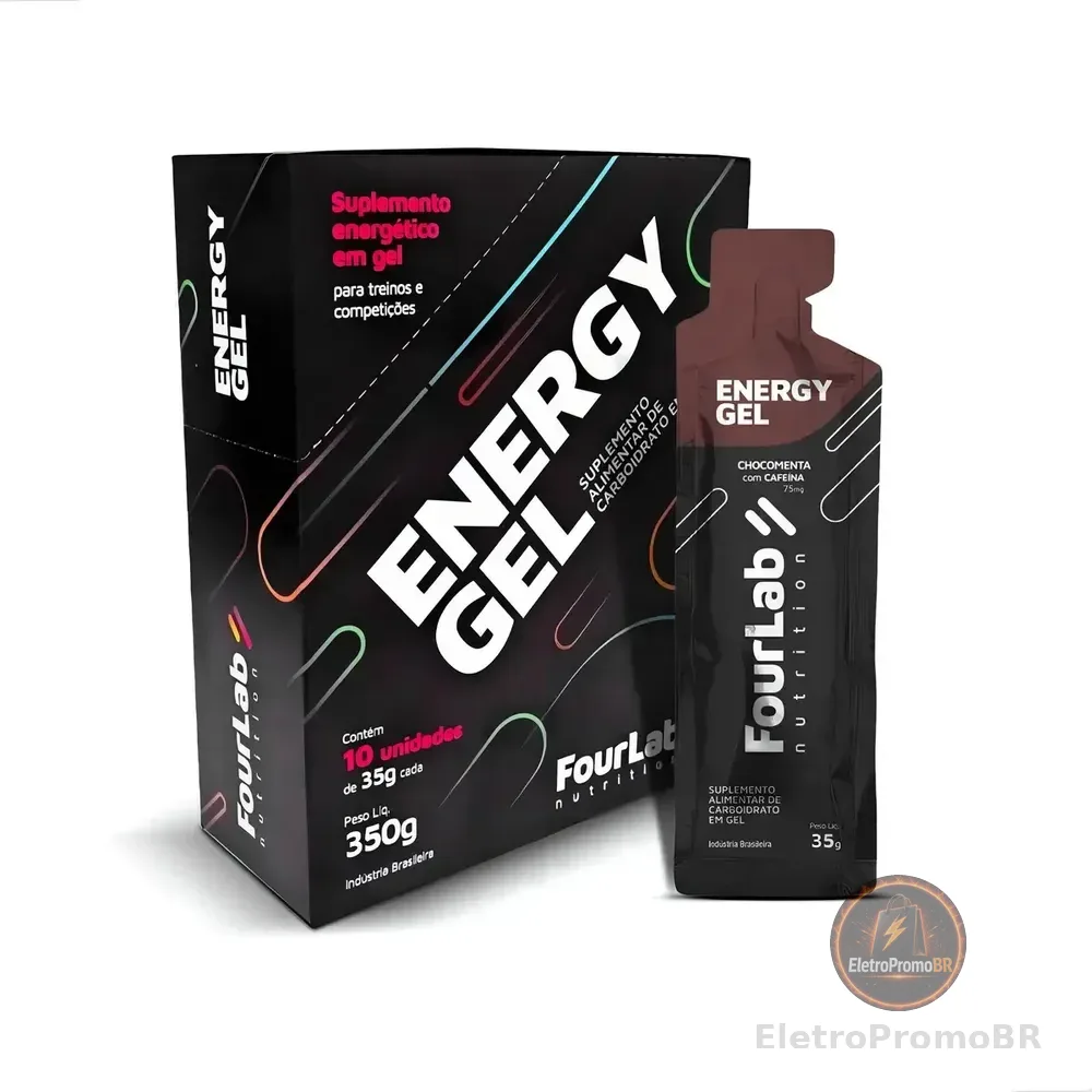 Pack 10 Géis De Carboidratos Fourlab Energy Com Cafeína Sabor Chocomenta, Para Ciclismo E Maratona Limão