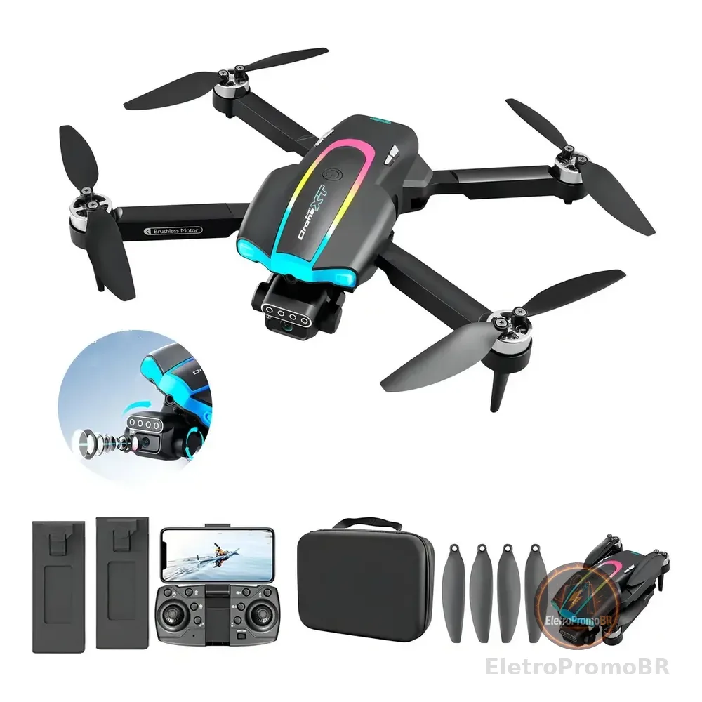 Drone Xt105 Profissional Câmera Brushless Full Hd 2 Baterias Cor Preto