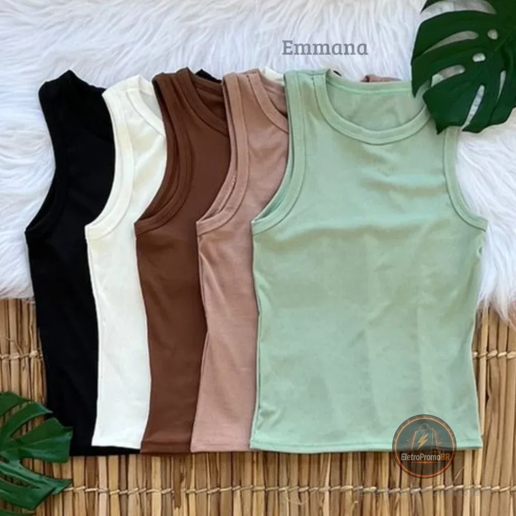 Kit 5 Regata Canelada Feminina Lisa Blusa Básica Camiseta Casual