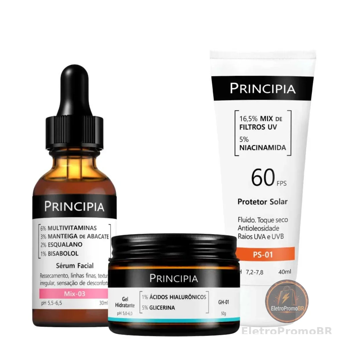 PRINCIPIA Kit Mix-03 + GH-01 + Protetor Solar Facial PS-01 FPS 60