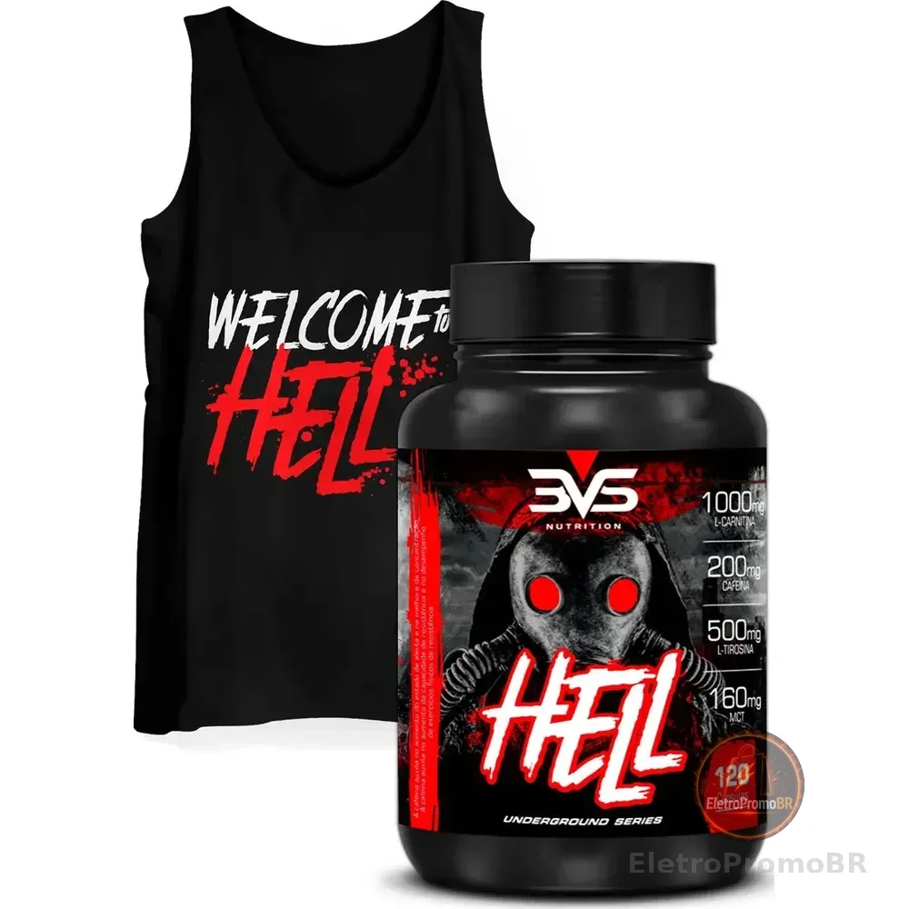 Termogênico Hell Extra Forte - 120 Cápsulas + Regata Hell Sabor Caps
