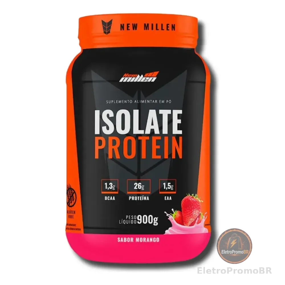 Whey Protein Isolate 900g New Millen Sabor Morango