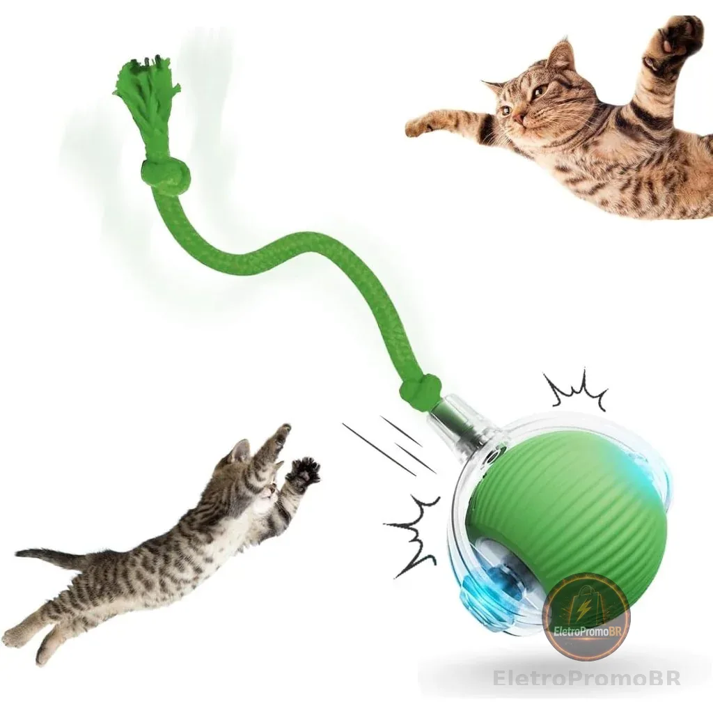 Brinquedo Automático para Gatos - Bola Interativa com Sensor de Movimento e Cauda Falsa Recarregável