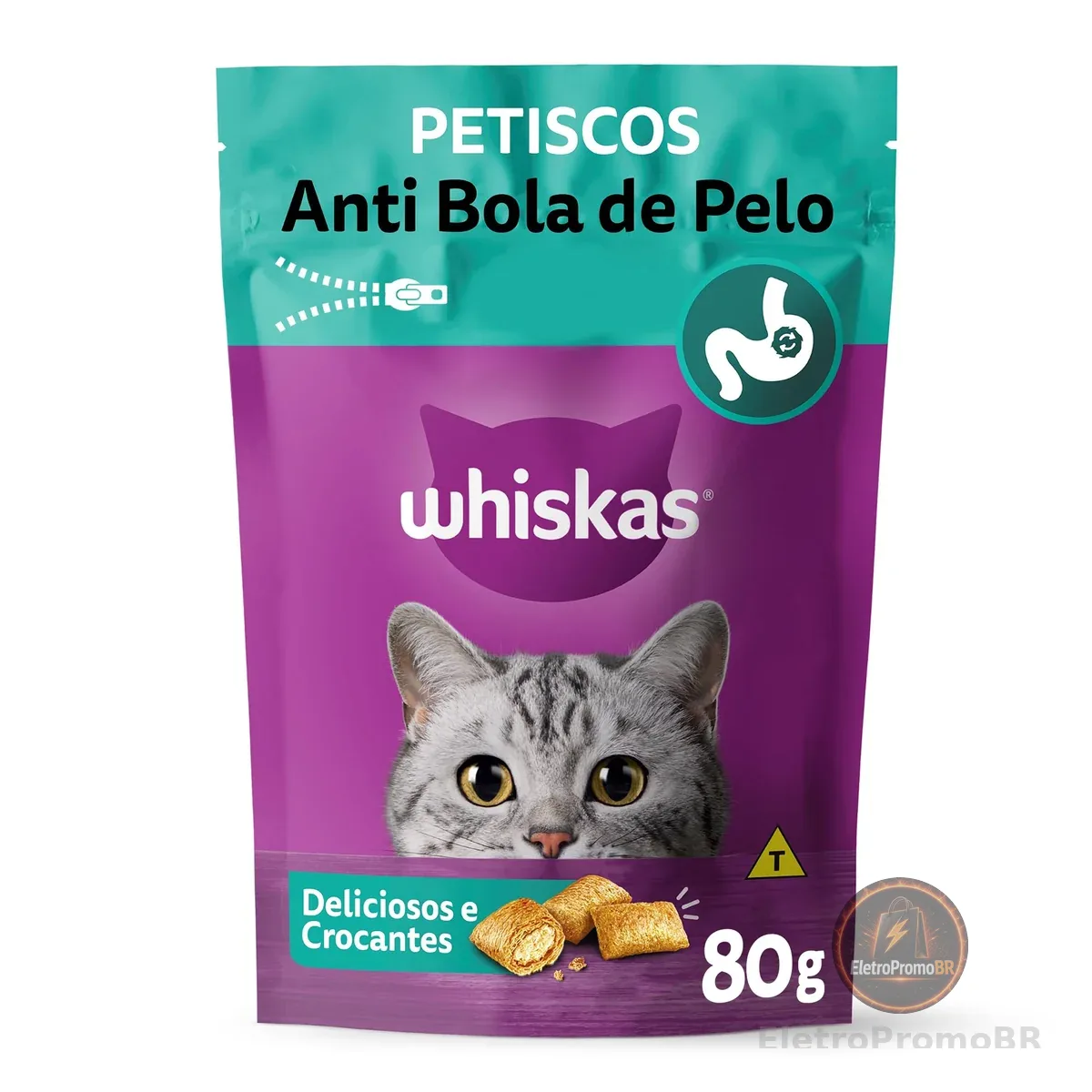 whiskas Petisco Whiskas Temptations Anti Bola De Pelo Para Gatos Adultos 80 G