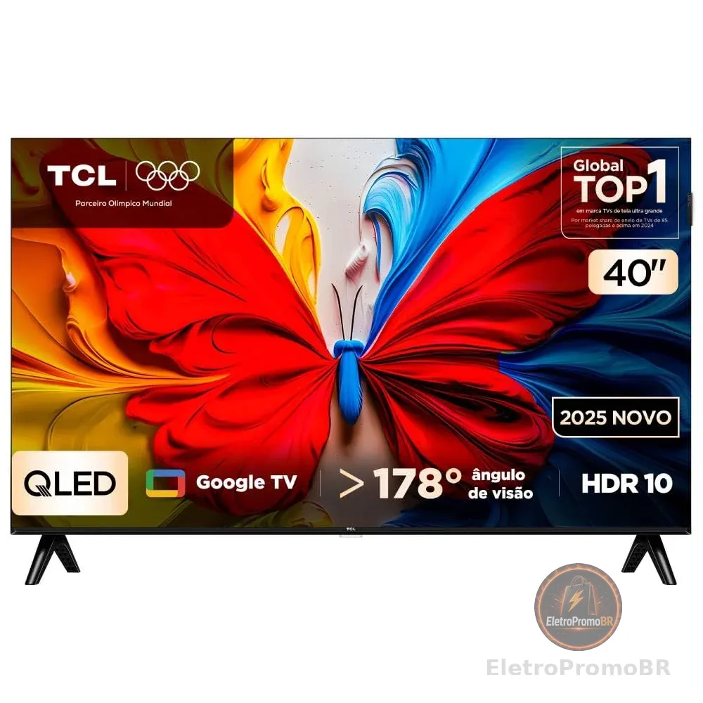 TCL, Smart TV, 40 Polegadas, HD QLED, WiFi, Bluetooth, Google TV, 2 HDMI, HDR10, Dolby Audio, 40S5K