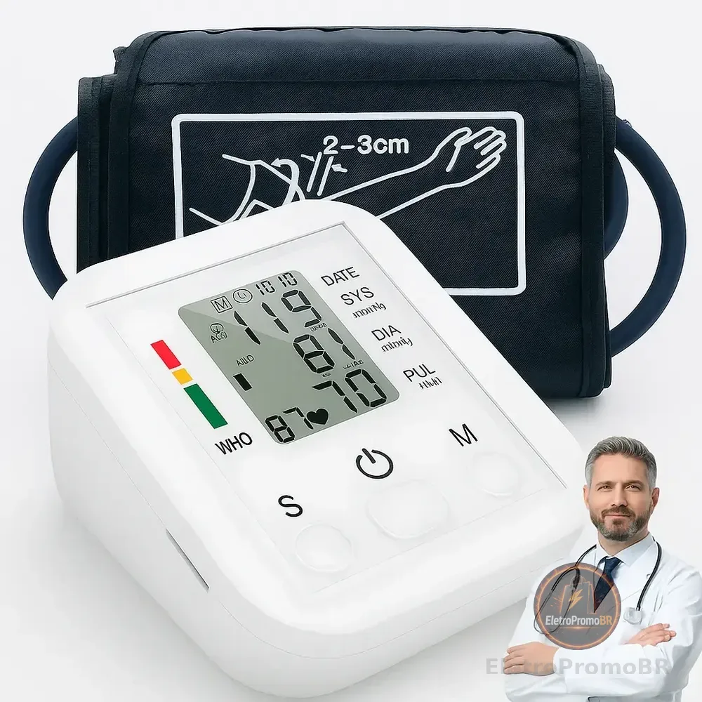Aparelho Medidor De Pressão Arterial Digital Automático De Braço Monitor Inteligente Com Tela Lcd Grande, Detecção De Arritmia, Memória Para Leituras E Operação Simples Branco