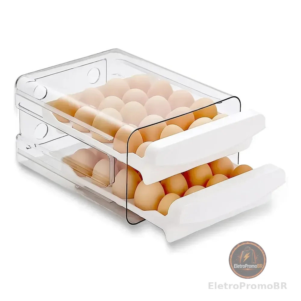 Organizador Porta Ovos 40un Com Tampa Geladeira Cozinha Branco
