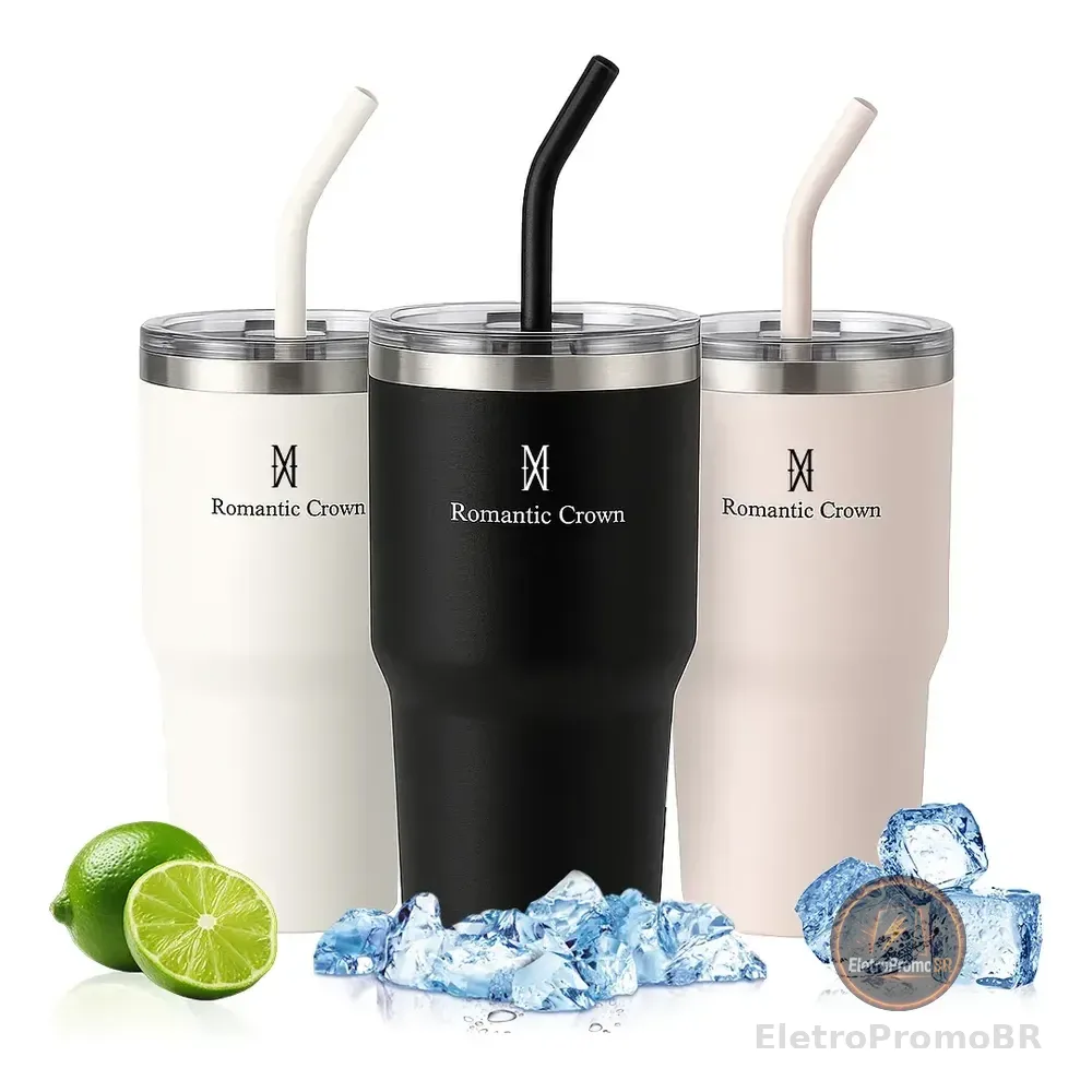 Copo Térmica 600ml Inox Anti-vazamento Para Café/chá/bebidas Preto Lisa