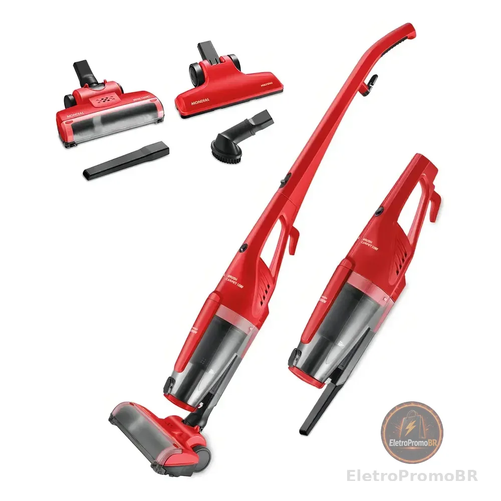 Aspirador De Pó Vertical Brush Carpet Mondial Vermelho Ap-25 127v