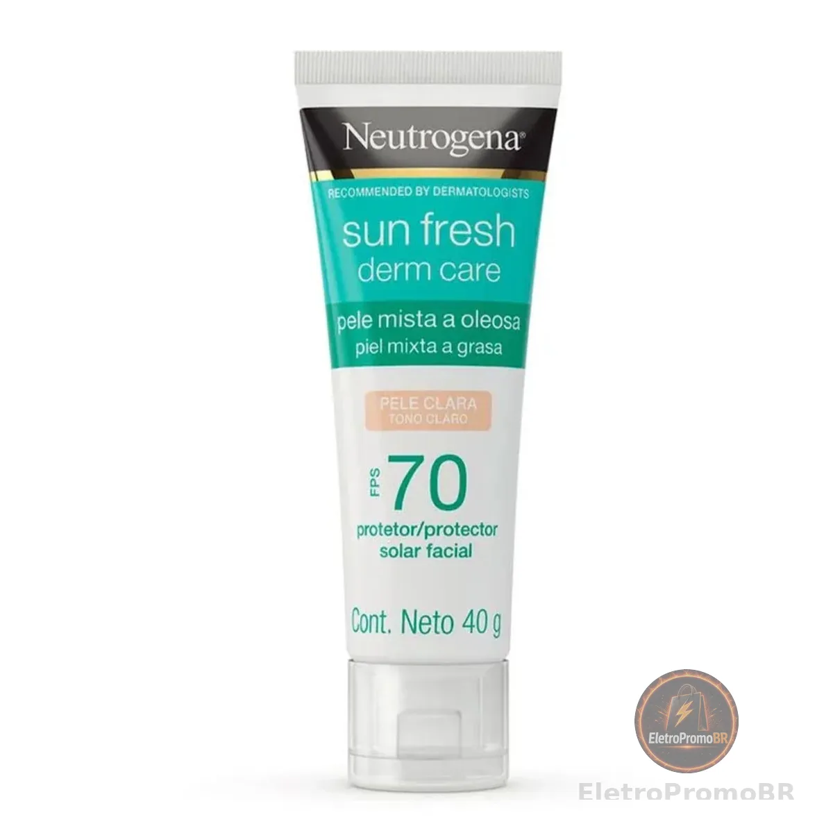 Protetor Solar Facial Para Pele Oleosa Neutrogena Sun Fresh Derm Care Pele Clara FPS 70, 40g