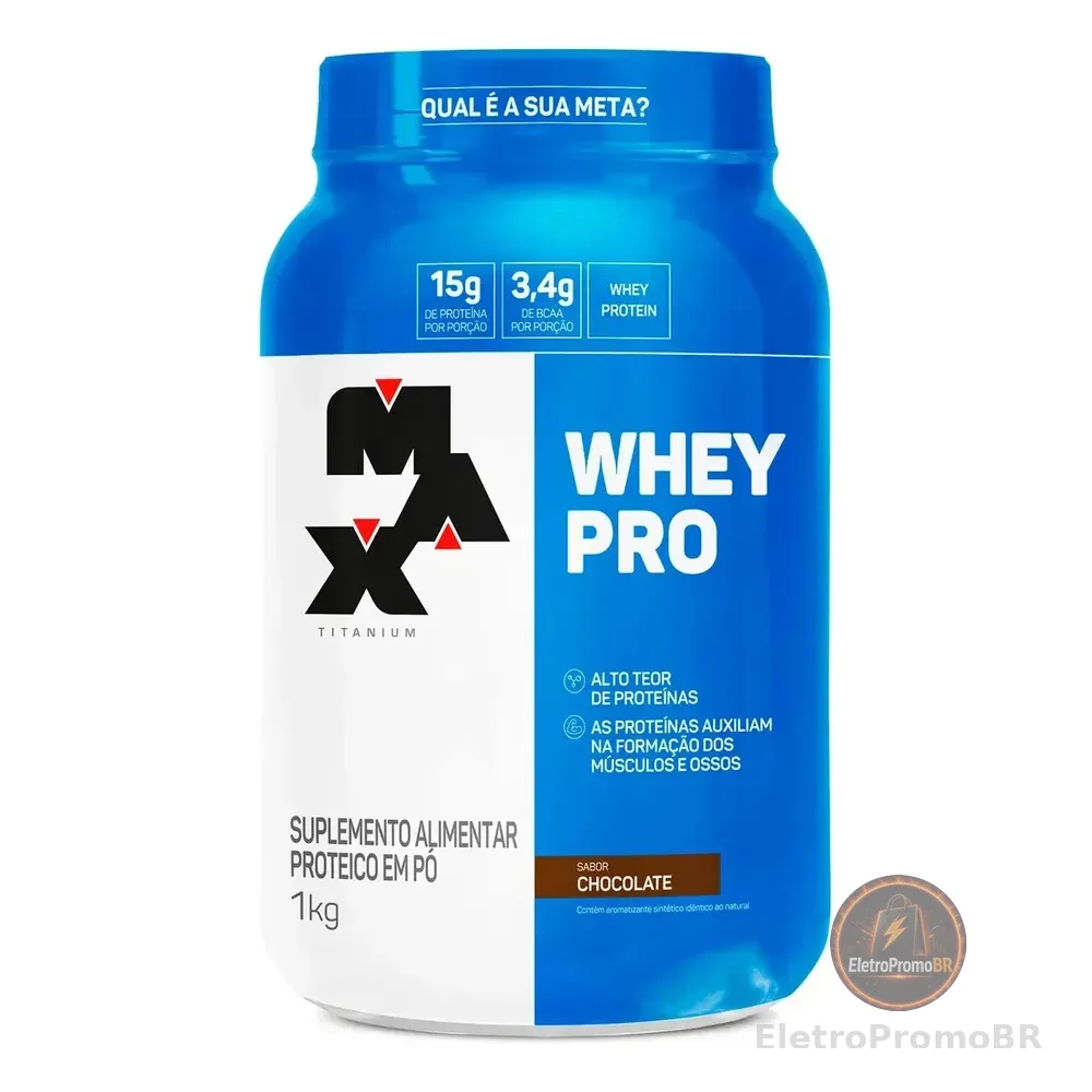 Whey Protein 1kg Whey Pro Max Titanium Sabor Chocolate Bcaa E Aminoácidos