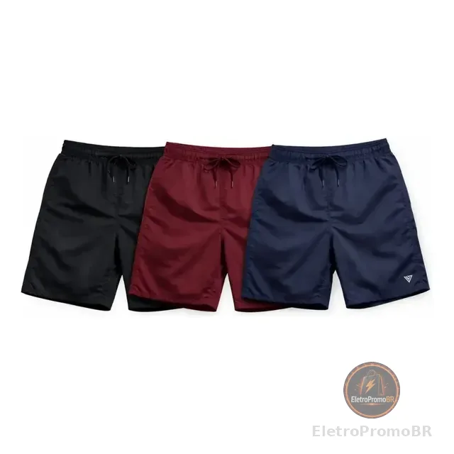 Kit 3 Shorts Tactel Masculino Academia Treino Praia Casual