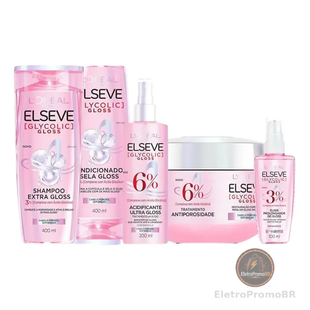 Kit Elseve Glycolic Gloss Acidificante Serum Completo Com 5