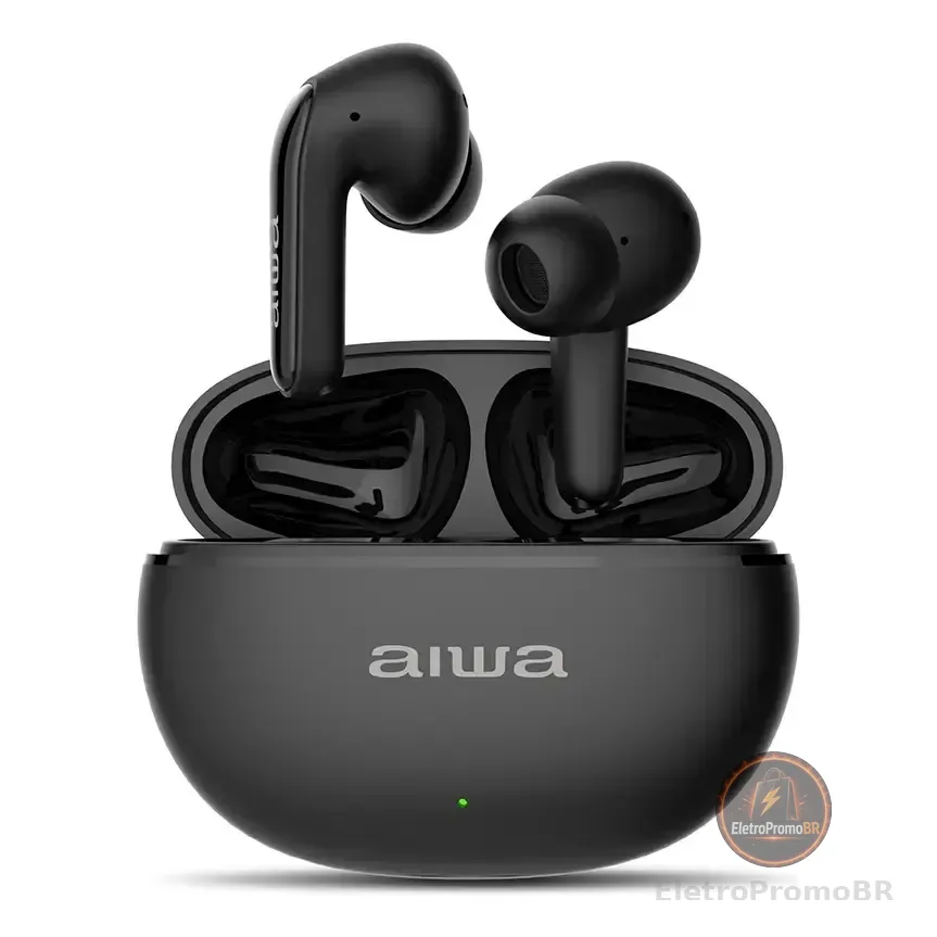 Fone De Ouvido Earbud Aiwa Eb-01-b Bluetooth Ipx5 Anc Modo Ambiente Preto