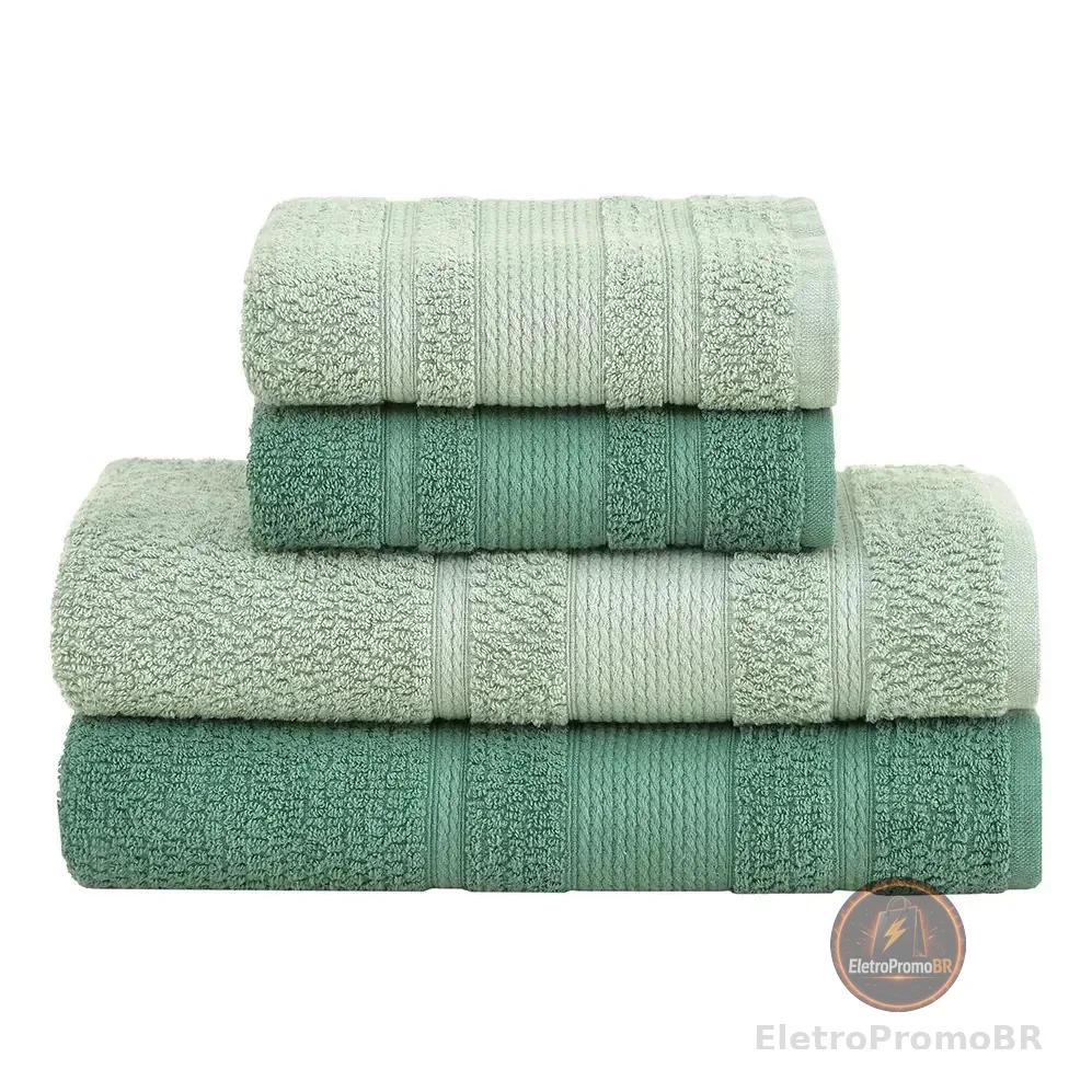 Jogo De Toalhas Buddemeyer Bella Extra Soft Banho 4 Verde/verde Lisa