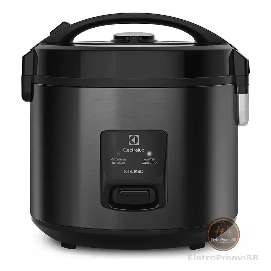 Panela Elétrica Electrolux Vapor Arroz Capacidade 3,5l 10 Xícaras 2 Em 1 Timer Panela Removível Antiaderente Tampa Com Visor Transparente Erc30 Preto Por Rita Lobo Preto/inox 220v 60 Hz