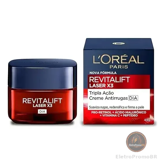 Creme Facial Anti-idade, Com Pro-xylane E Ácido Hialurônico, Corrige Rugas E Flacidez, Revitalift Laser X3 L'oréal Paris 50ml Todo Tipo De Pele Dia