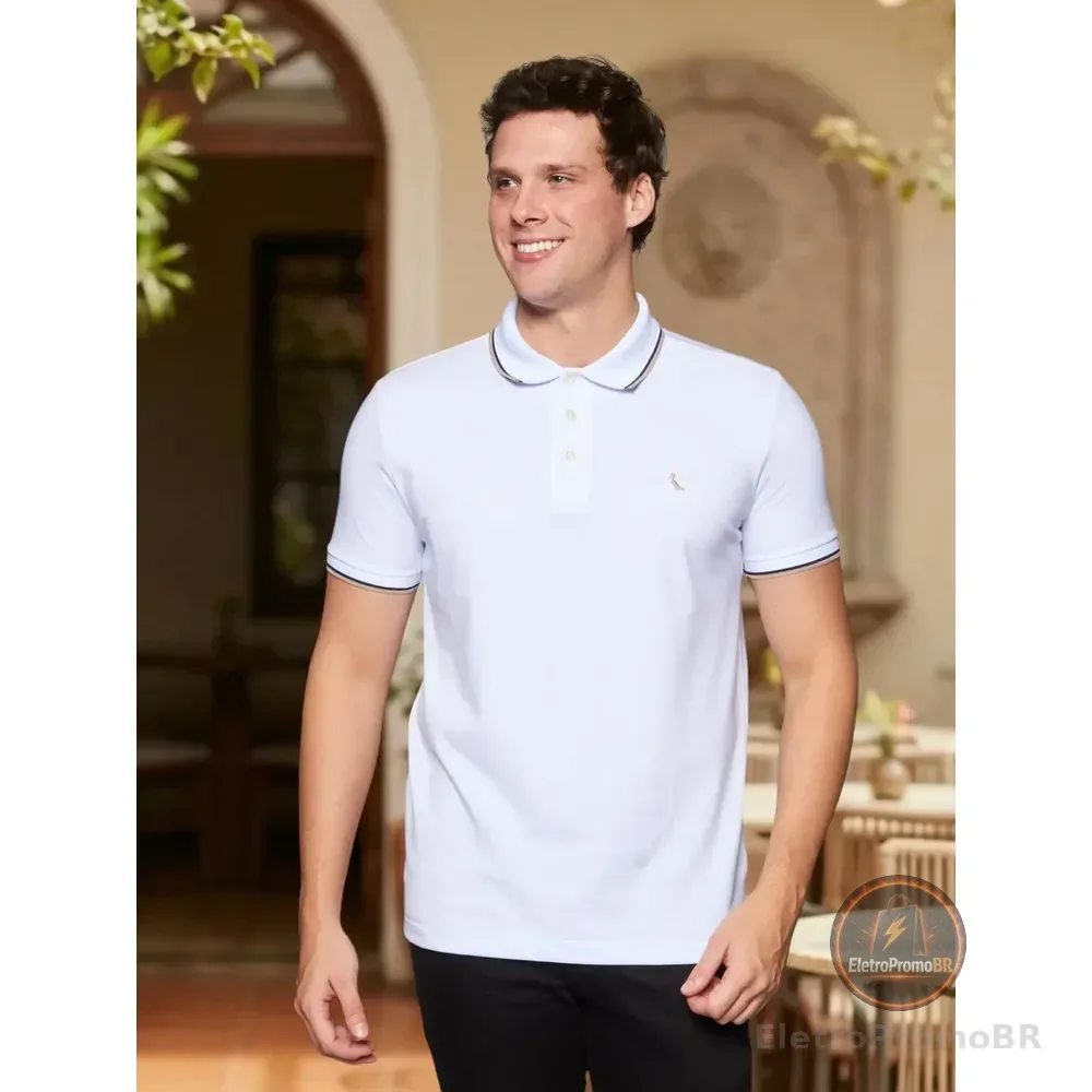Polo Friso Duplo Rsv 26 Reserva Branco Lisa G