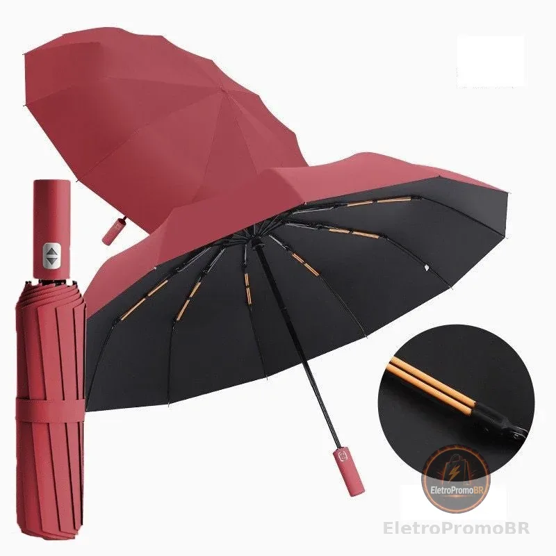 12 Hastes Guarda Chuva Automático Sombrinha Grande Proteção Solar UV Reforçado Dobrável colorido