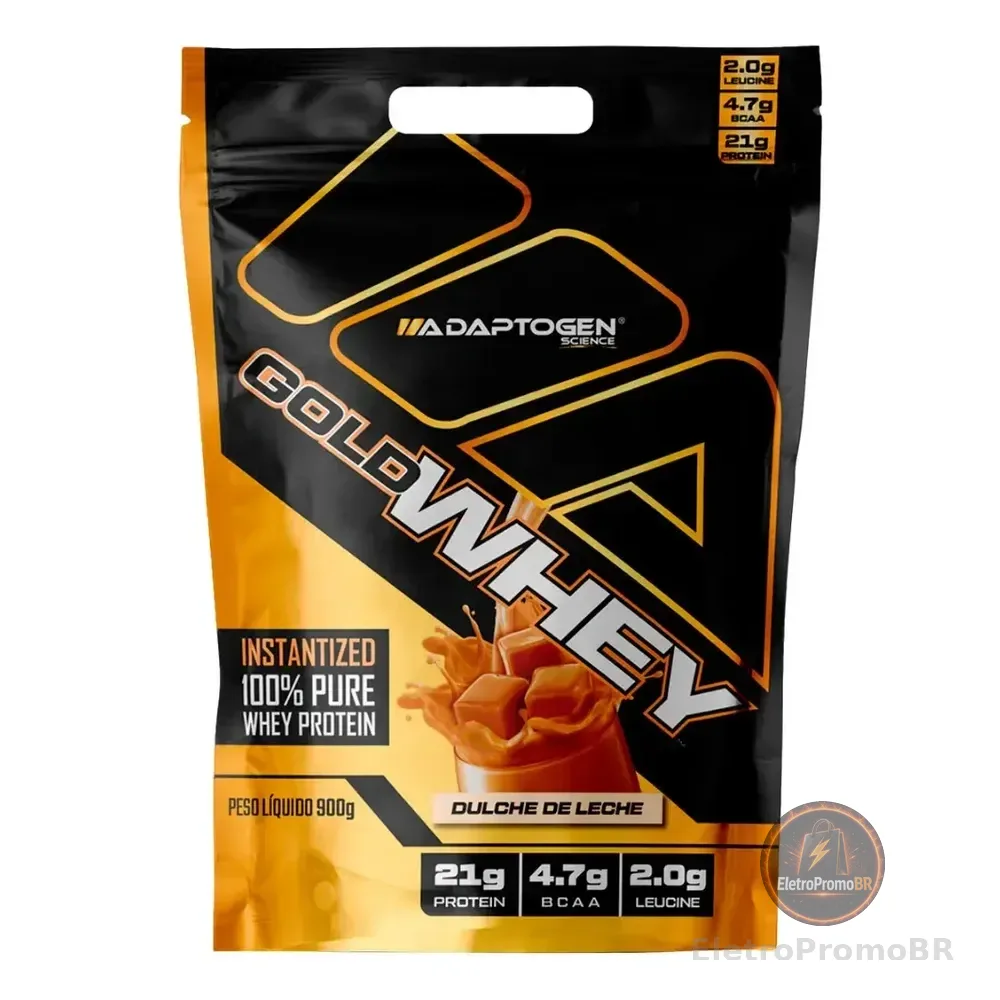 Whey Protein Adaptogen Gold 100% Concentrado 900g Sabor Doce De Leite