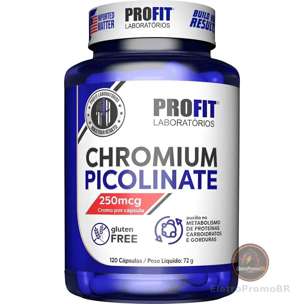 Picolinato Cromo 120 Cápsula Chromium Picolinate Profit Labs Sem Sabor