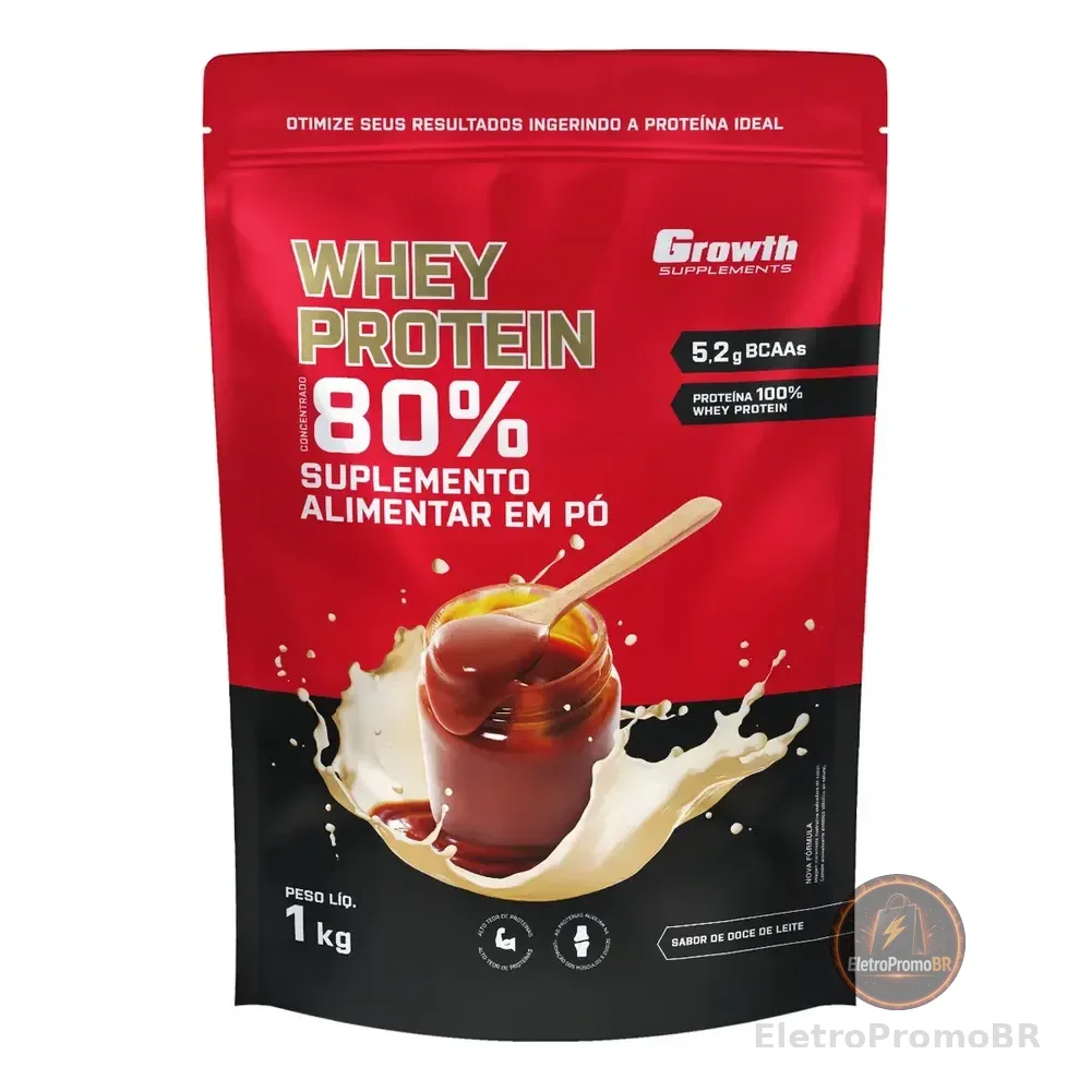 Whey Protein Concentrado 1kg Growth Supplements - Doce De Leite