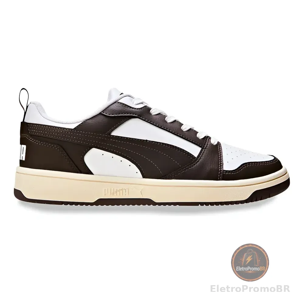 Tênis Casual Masculino Rebound V6 Low Puma Geométrico 40 Br Puma White-chocolate-alpine Snow 35 Eu