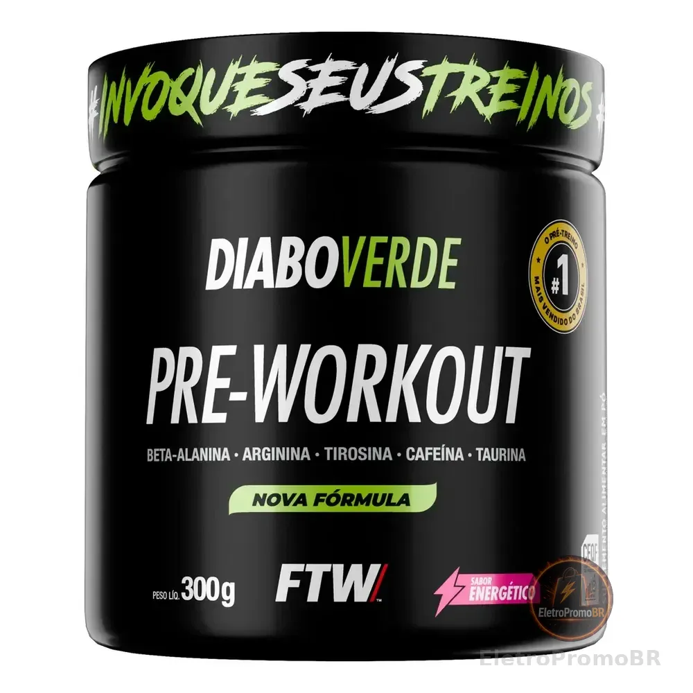 Pré Treino Pre Workout Diabo Verde Pote 300g Sabor Energético-ftw