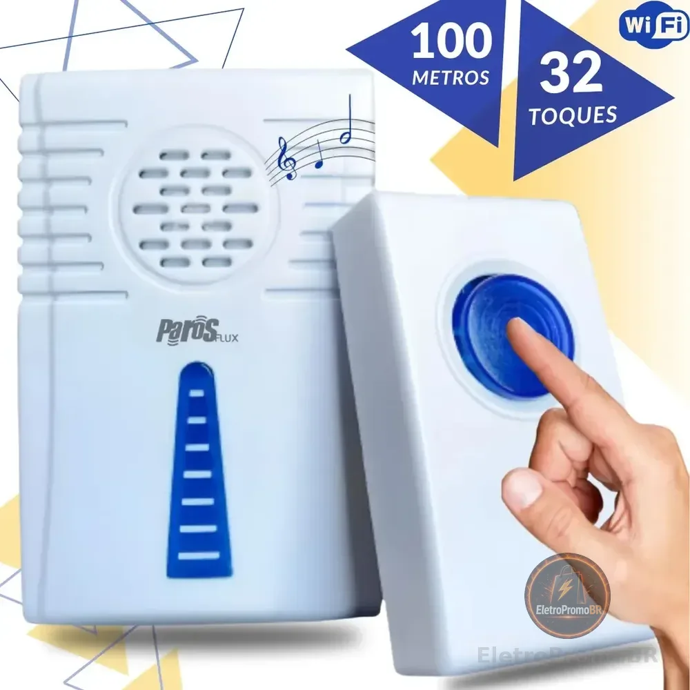 Campainha Sem Fio Residencial Wireless De Longo Alcance Wifi Branco 127/220v