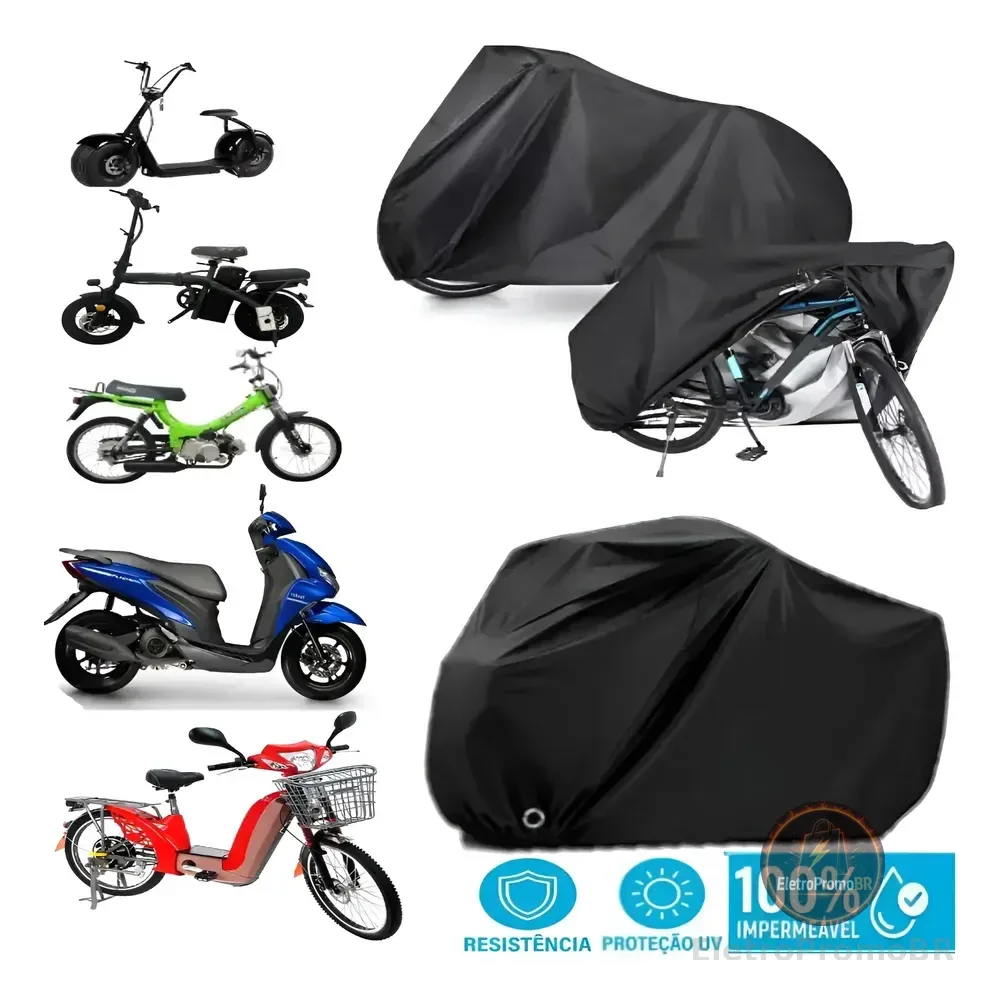 Capa Cobrir Bicicleta Elétrica Anti Risco Impermeável Preto Universal