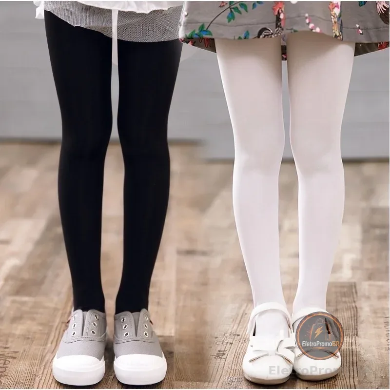 kit com 2 Meias calça infantil Meia Grossa Frio Inverno Menina preta branca 2 a 14 anos