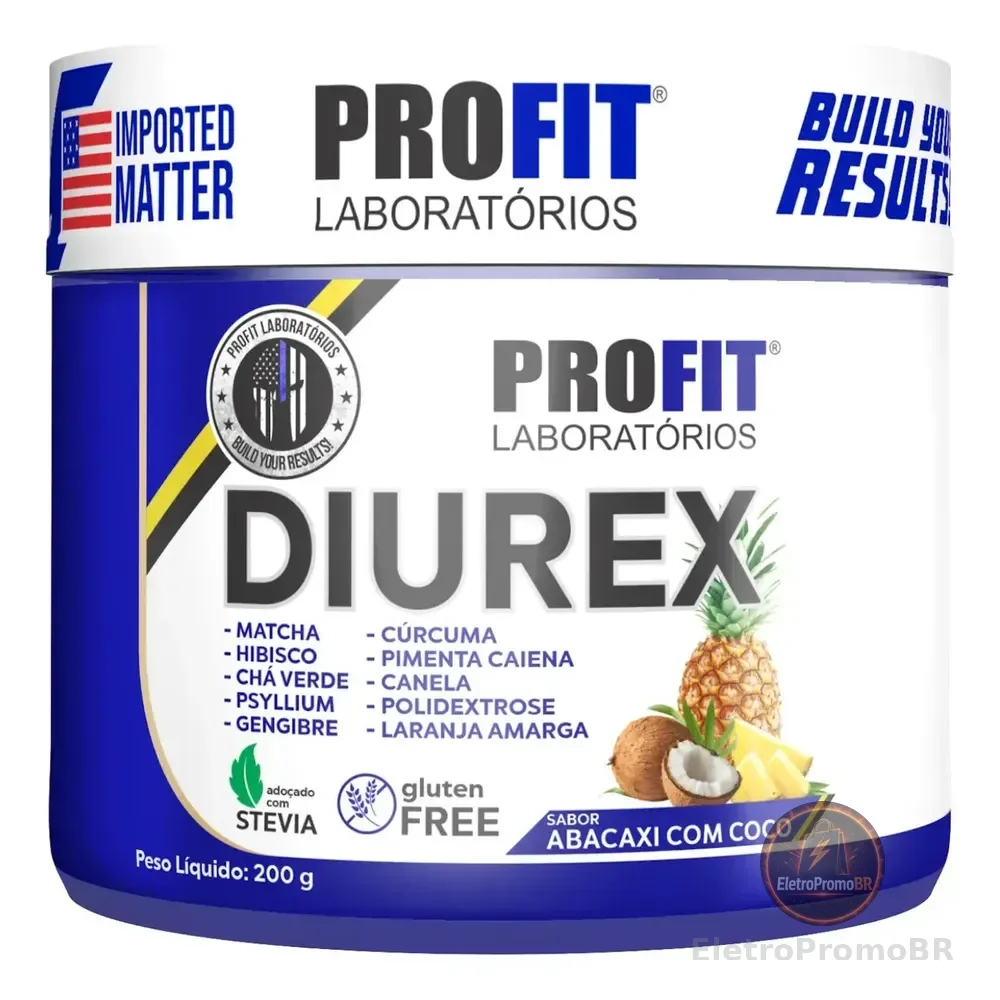 Diurex Chá Diurético Termogênico Detox 200g - Profit Sabor Abacaxi Com Coco