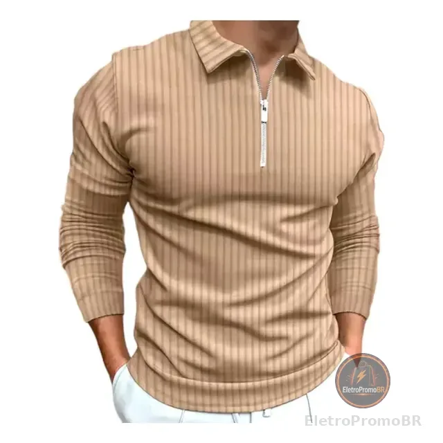 Camiseta Polo Manga Longa Com Zíper Lançamento