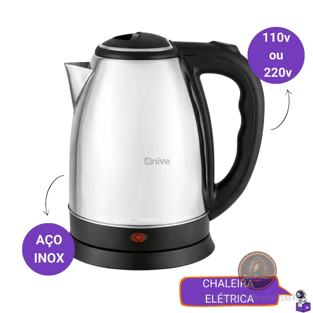 Chaleira Elétrica Inox 1.8 Litros Desligamento Automático Aquecimento Rápido