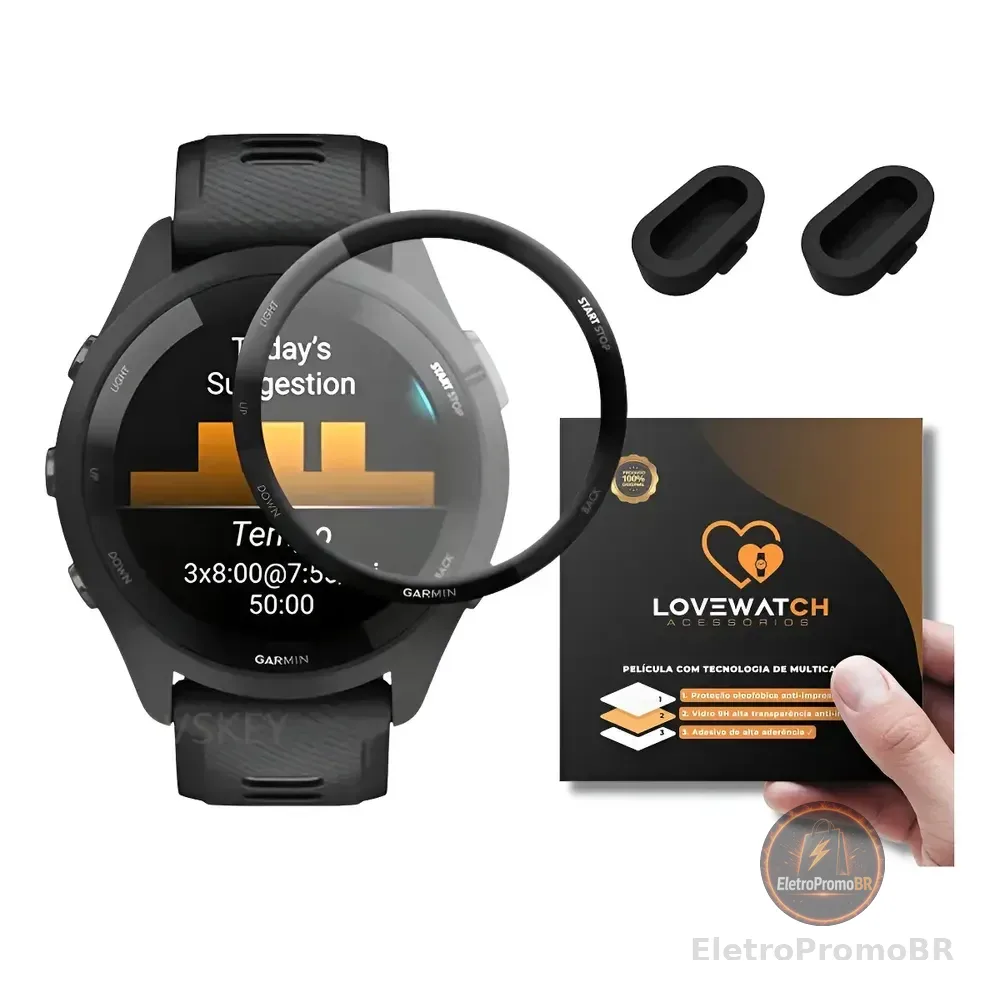 Kit 2x Película Para Garmin 265 46mm E 2 Plugs  Garmin 265