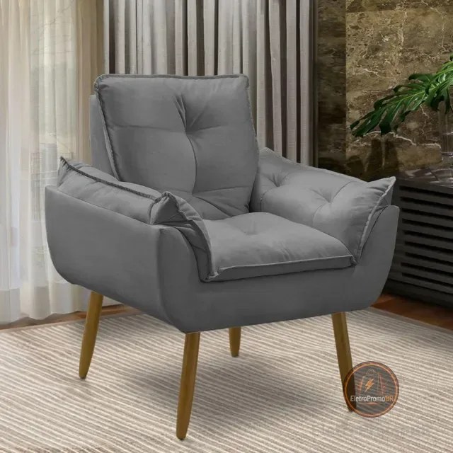 Poltrona Decorativa Opala Suede Para Sala Arapongas Luxo