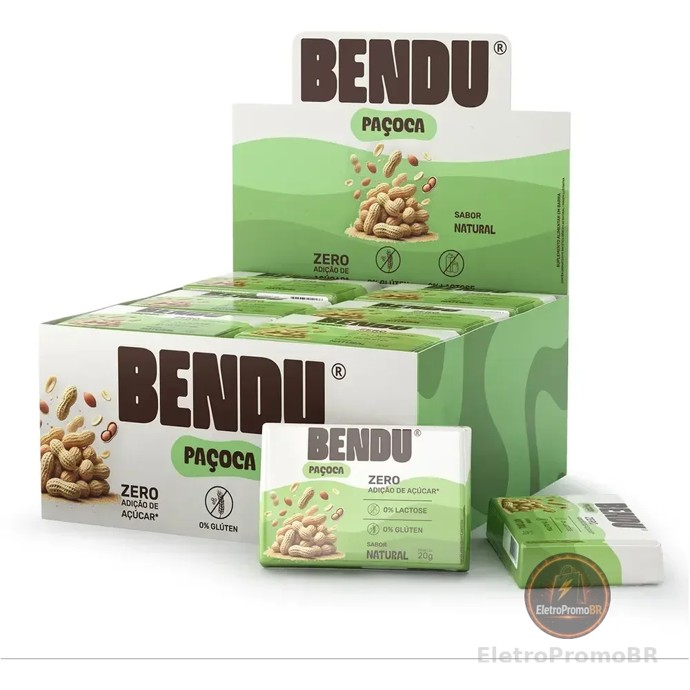 Paçoca Bendú Display 24 Unidades Zero Açúcar Natural